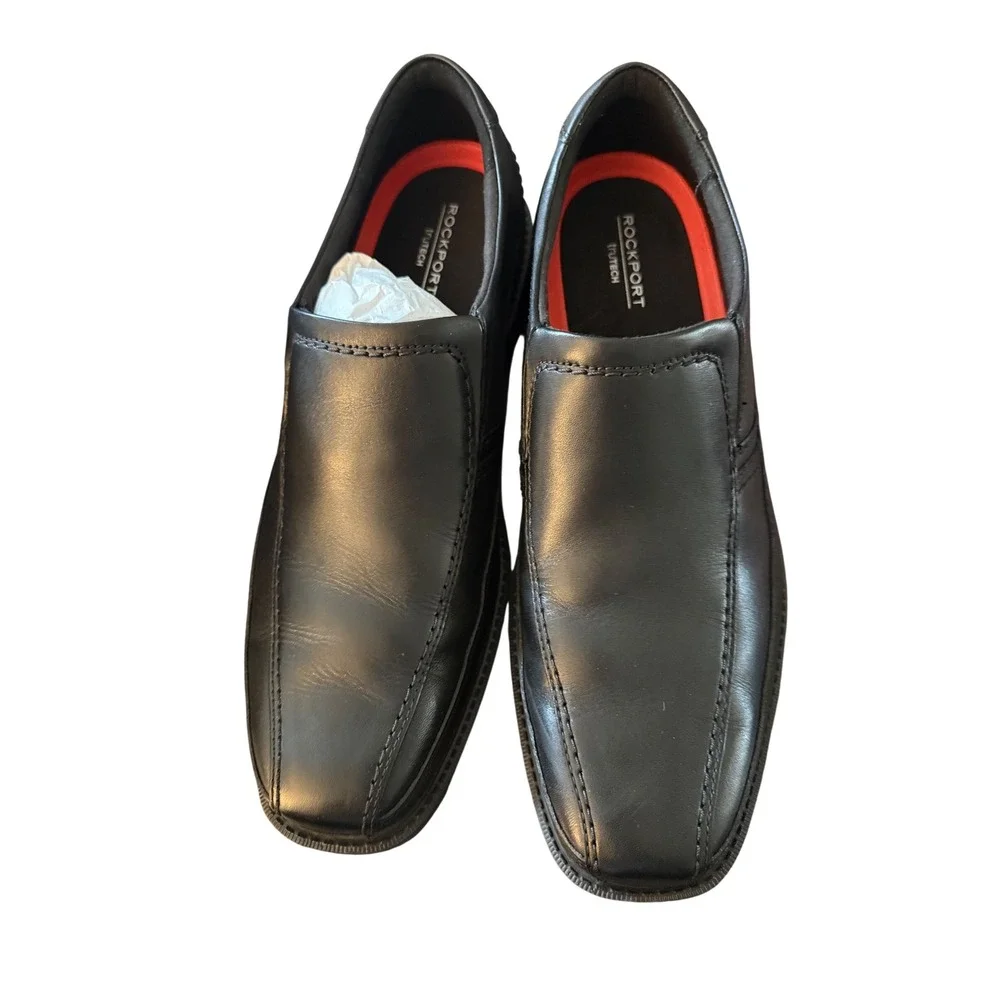 Rockport truTECH Mens Black Leather Bicycle Toe Slip On Loafers SL2BIKESO 10.5 M